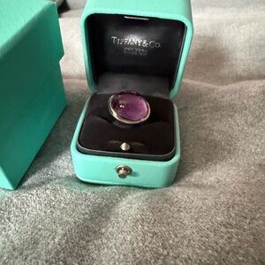 NEW Tiffany & Co. Elsa Peretti cabochon sterling silver, amethyst ring. Size 6
